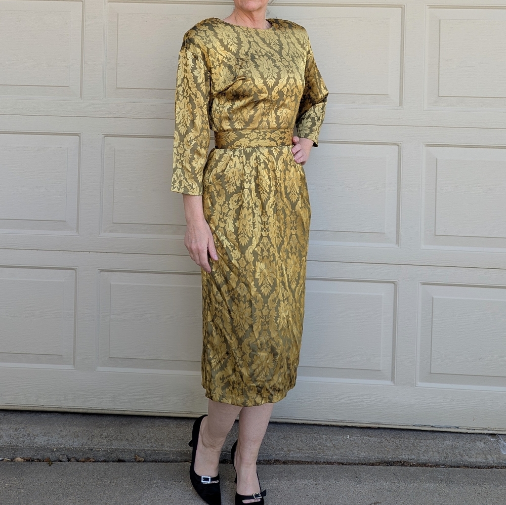 1980's does 1940's PEEP BACK DRESS S (O9)
